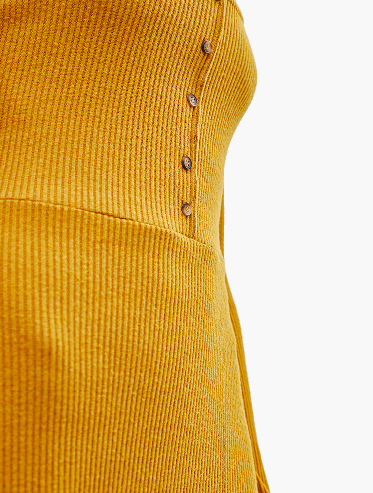 Mustard Mini Ribbed Dress